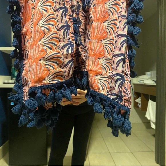 Simply Southern Pink and Navy Poncho/cover up Lg/Xlg - Picture 7 of 9